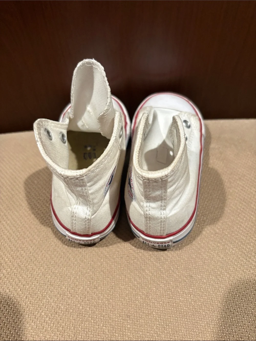 Converse Kids White Canvas Sneakers with Red Accent